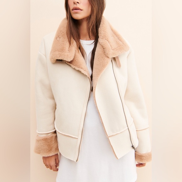Faux Suede Faux Fur Moto Jacket - Picture 1 of 13